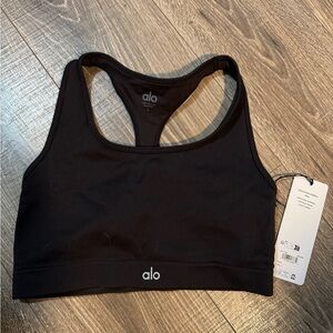 ALO Yoga Black Seamless Racerback Seamless Ribbed Sports Bra